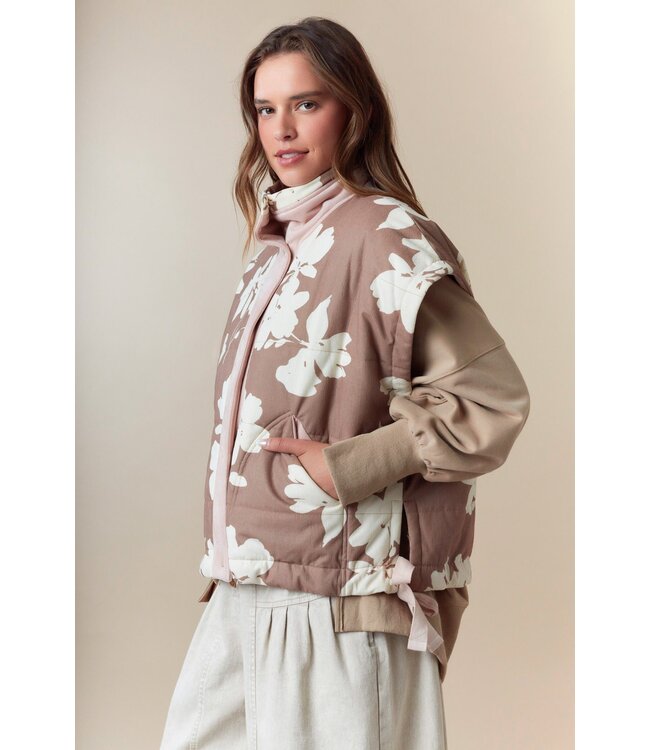 Sandy Taupe Corduroy Puffed Vest