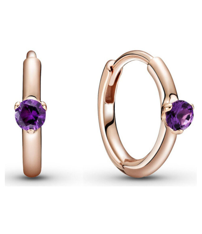 Pandora Rose Purple Solitaire Huggie Hoop Earrings FINAL SALE