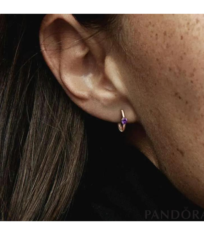 Pandora Rose Purple Solitaire Huggie Hoop Earrings FINAL SALE