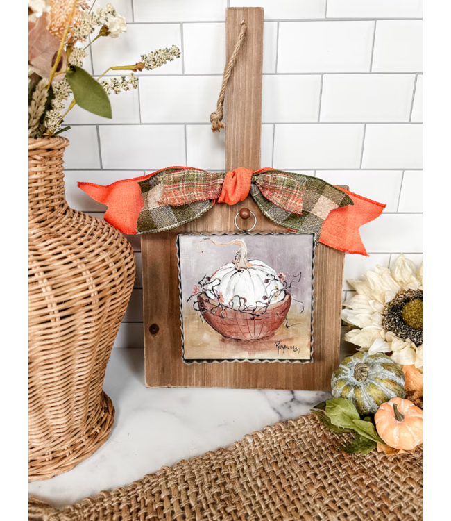 Round Top Mini Cream Pumpkin Bowl Print