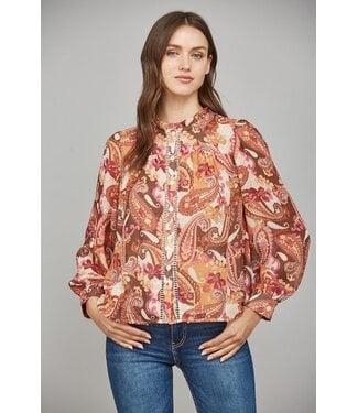 Fate Lisa Brown Paisley Blouse