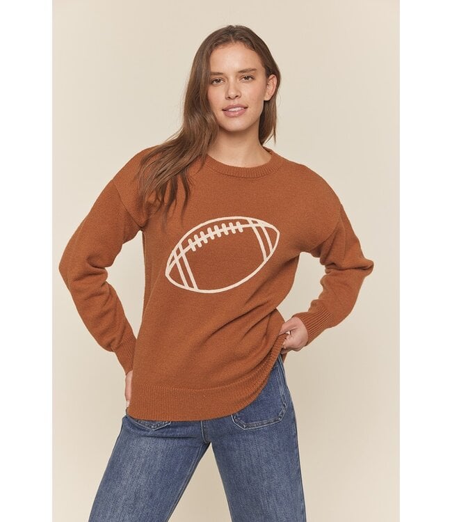 Ellison Brown Football Embroidered Sweater