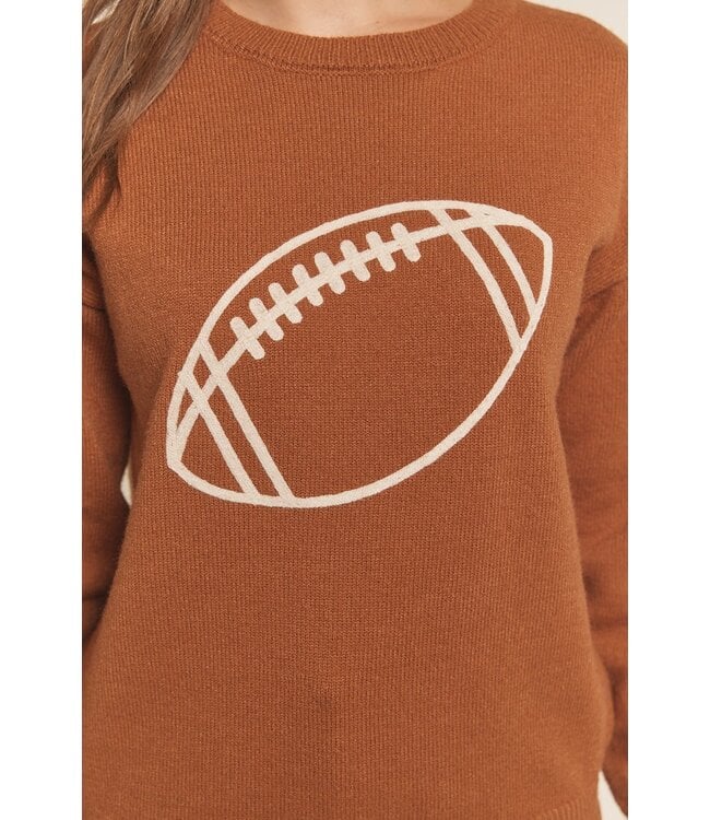 Ellison Brown Football Embroidered Sweater