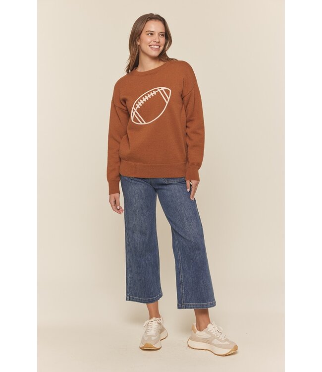 Ellison Brown Football Embroidered Sweater