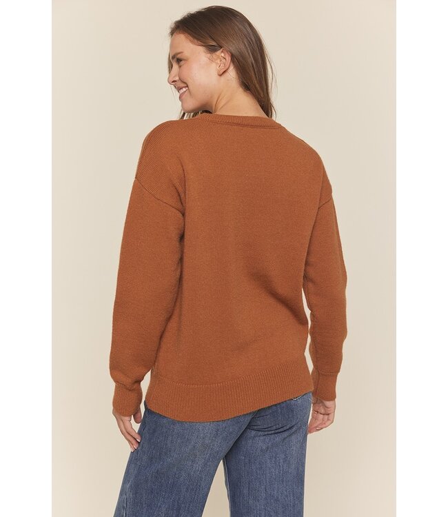 Ellison Brown Football Embroidered Sweater