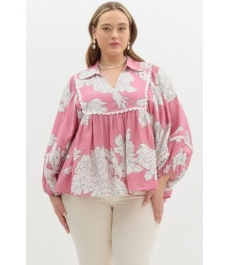 Entro Eleanor Pink Floral Blouse