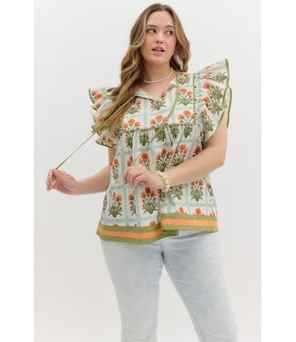 Entro Hazel Orange Floral Blouse