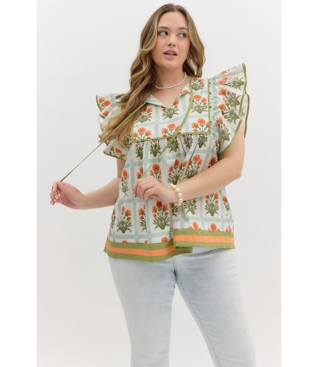 Hazel Orange Floral Blouse