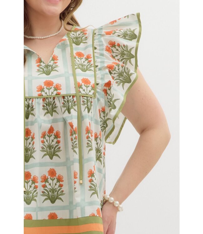 Hazel Orange Floral Blouse