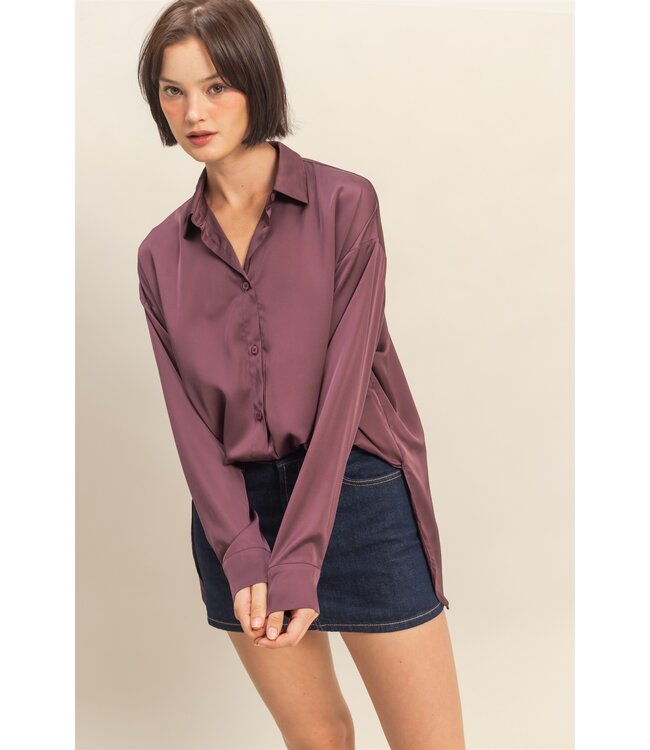 Shelia Dark Cherry Satin Blouse