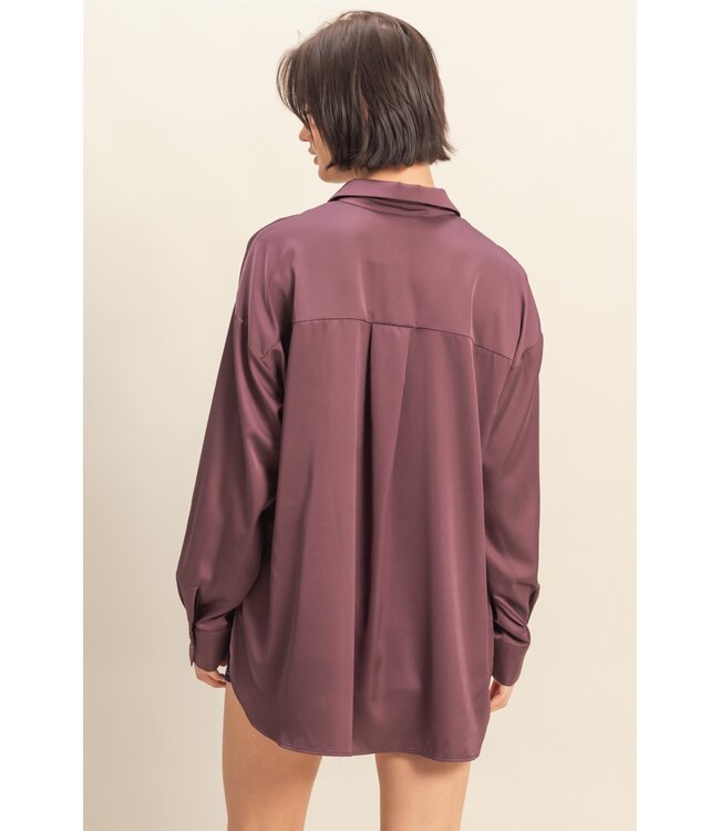 Shelia Dark Cherry Satin Blouse