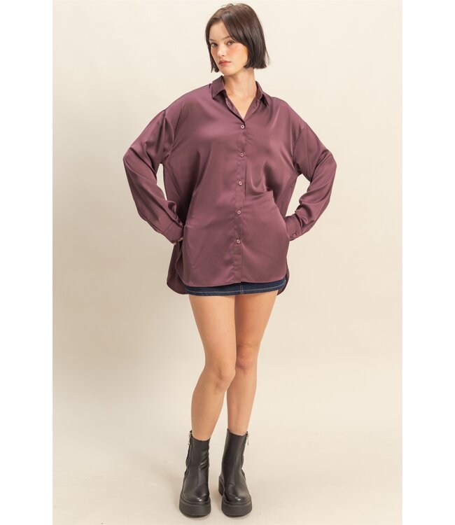 Shelia Dark Cherry Satin Blouse