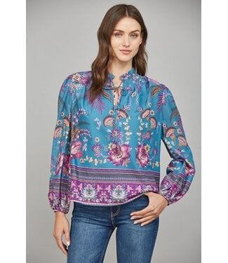 Fate Eva Teal Paisley Blouse
