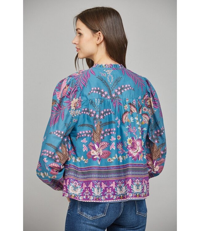 Eva Teal Paisley Blouse