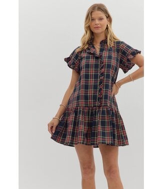Entro Olivia Navy Plaid Dress