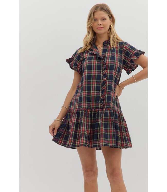 Olivia Navy Plaid Dress