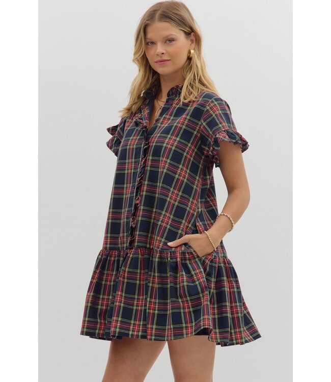 Olivia Navy Plaid Dress