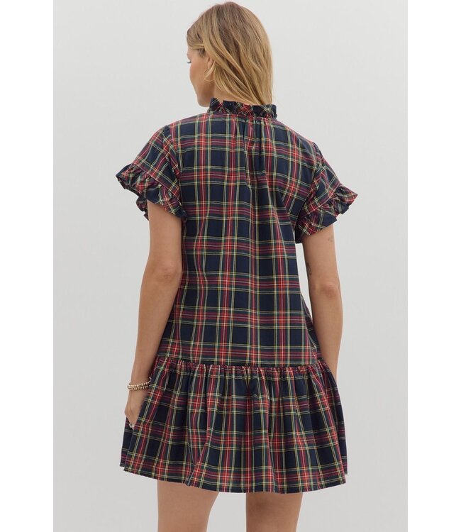 Olivia Navy Plaid Dress