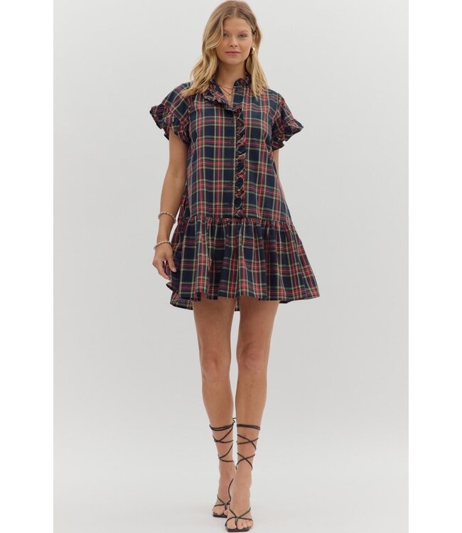 Olivia Navy Plaid Dress