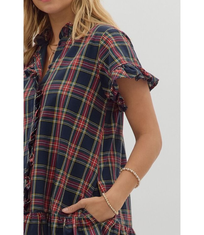 Olivia Navy Plaid Dress