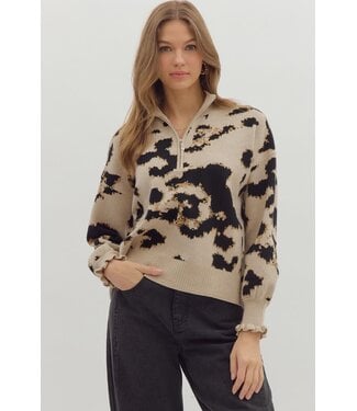 Entro Missy Taupe Leopard Pullover