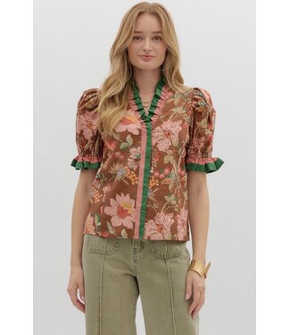Entro Sondra Brown Floral Blouse