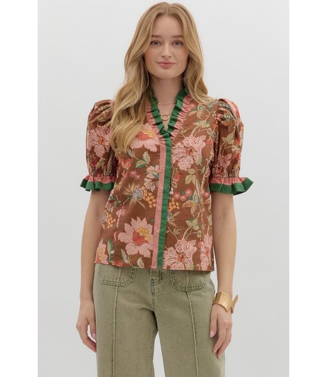 Sondra Brown Floral Blouse