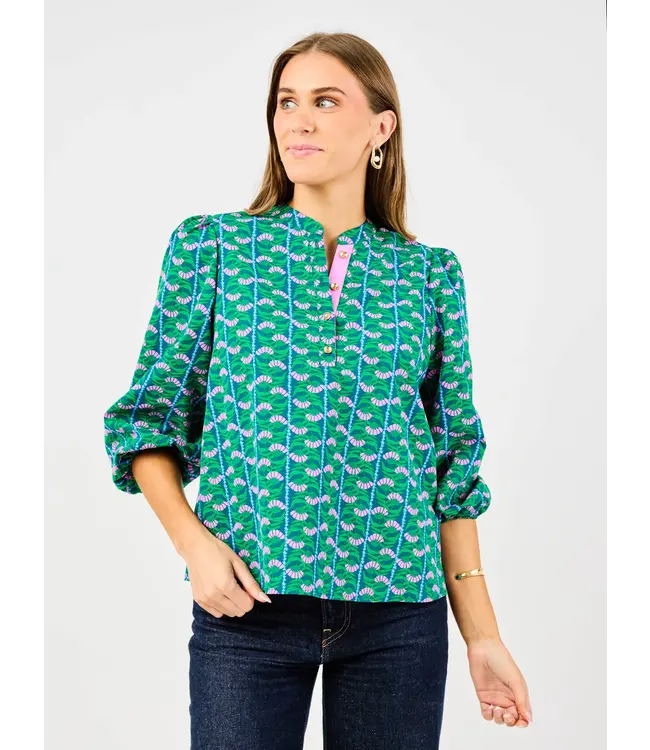 Lia Honey Vines Green Blouse