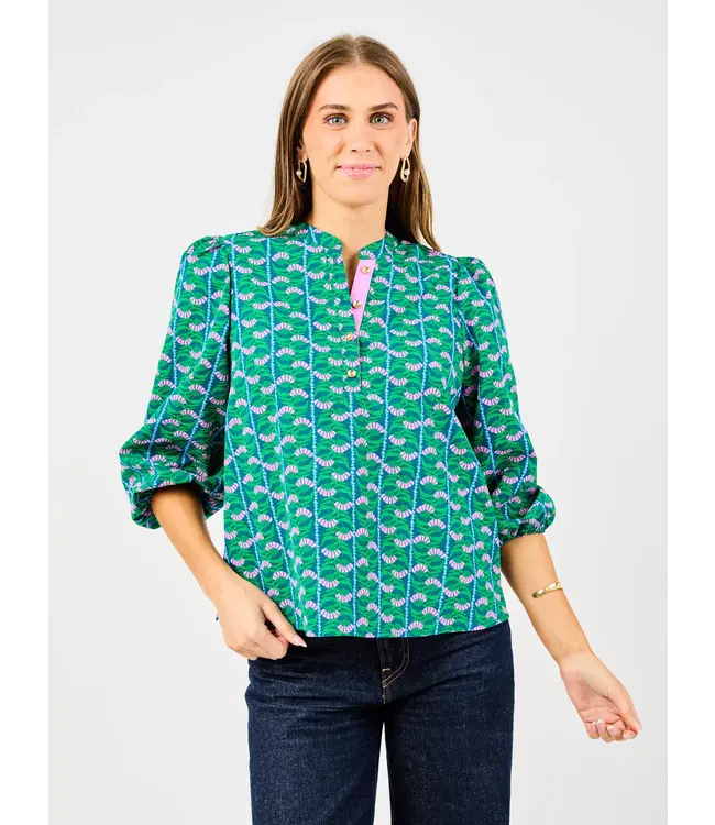 Lia Honey Vines Green Blouse