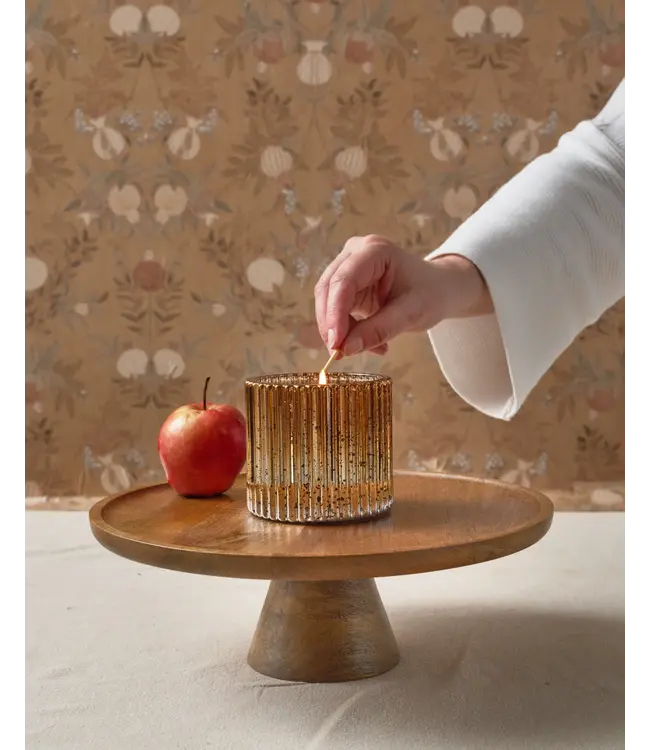 Aromatique Cinnamon Cider Plaid Ribbed Glass Candle 9oz