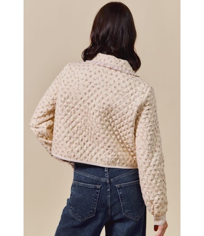 Joan Beige Floral Quilted Jacket