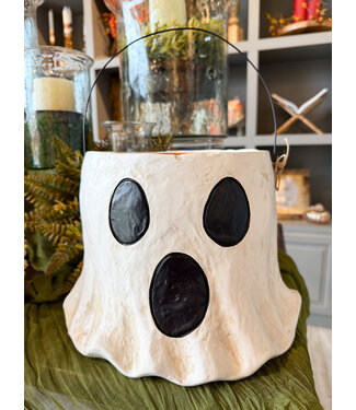 Paper Mache Ghost Large Treat Bucket