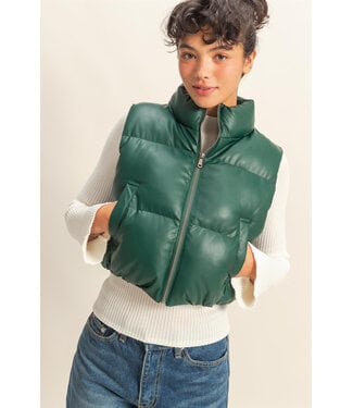HYFVE Inc Darla Green Cropped Puffer Vest
