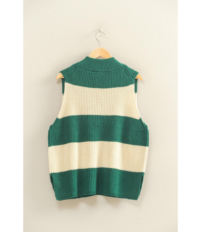 Becky Green Striped Sweater Vest