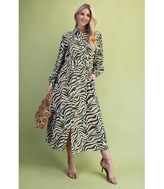 Gigio Tiffany Olive Zebra Midi Dress