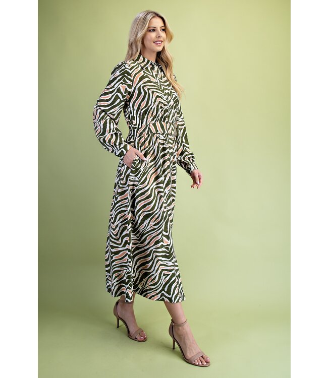 Tiffany Olive Zebra Midi Dress