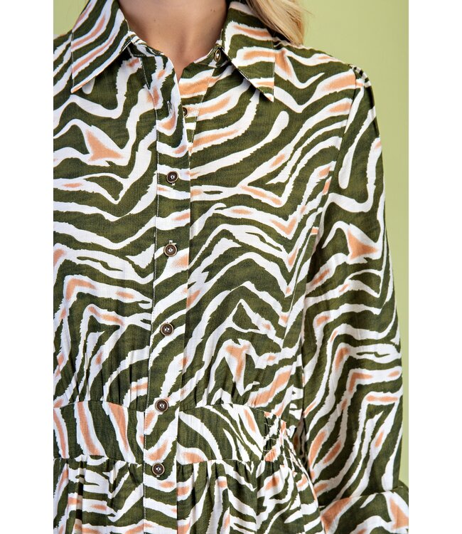 Tiffany Olive Zebra Midi Dress