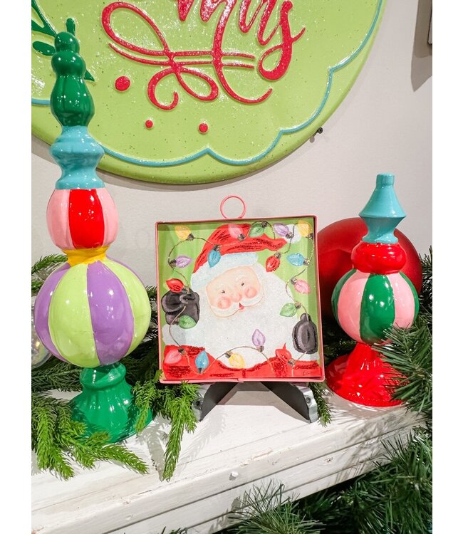 Round Top Mini Merry & Bright Santa & Bulbs