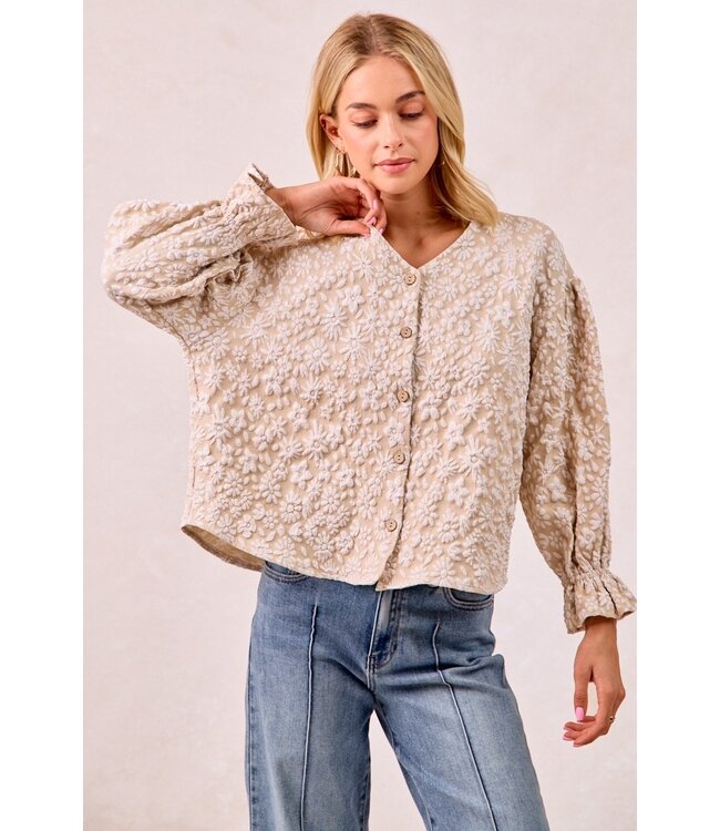 Emerson Oatmeal Floral Blouse