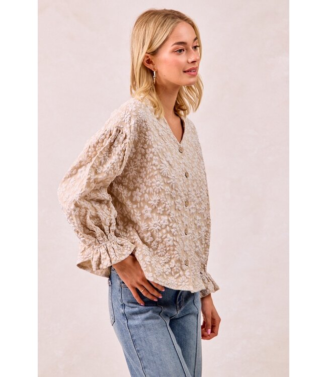 Emerson Oatmeal Floral Blouse