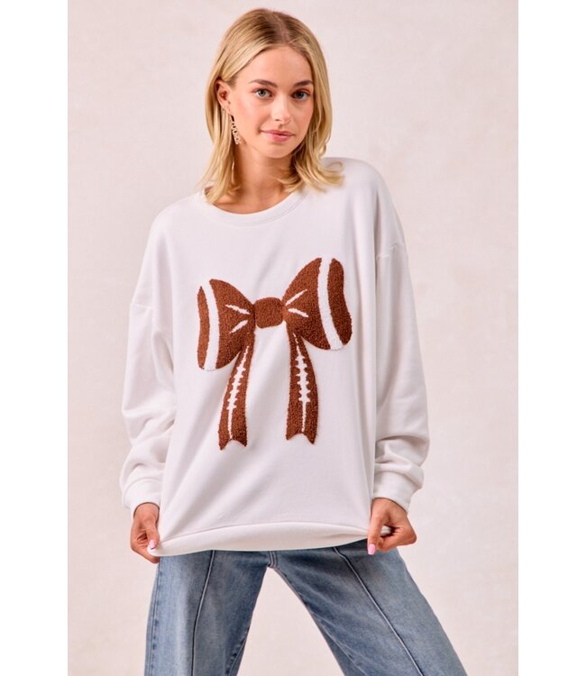 Janice Ivory Football Bow Top
