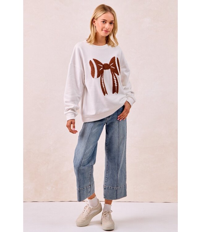 Janice Ivory Football Bow Top