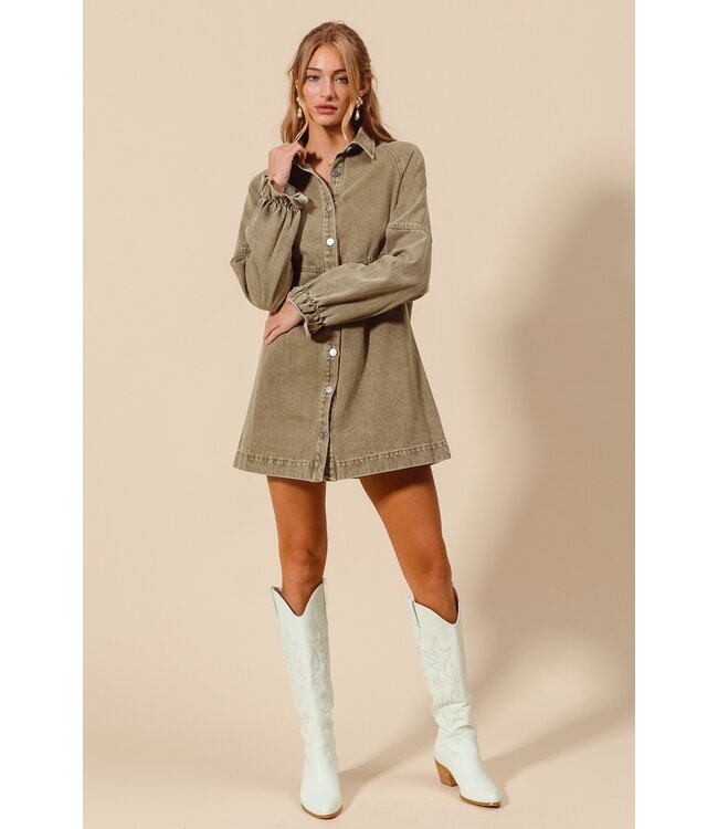 Julie Olive Denim Dress