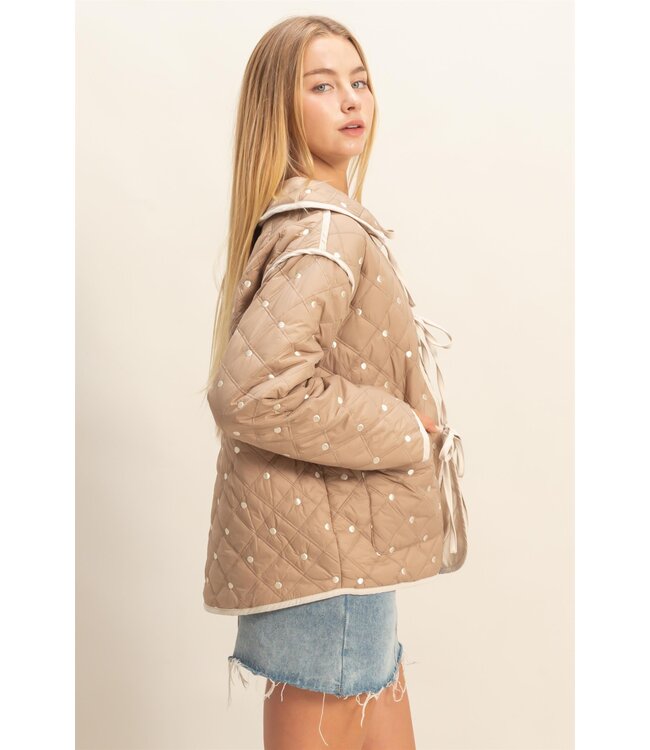 Janet Mocha Polkadot Quilted Jacket