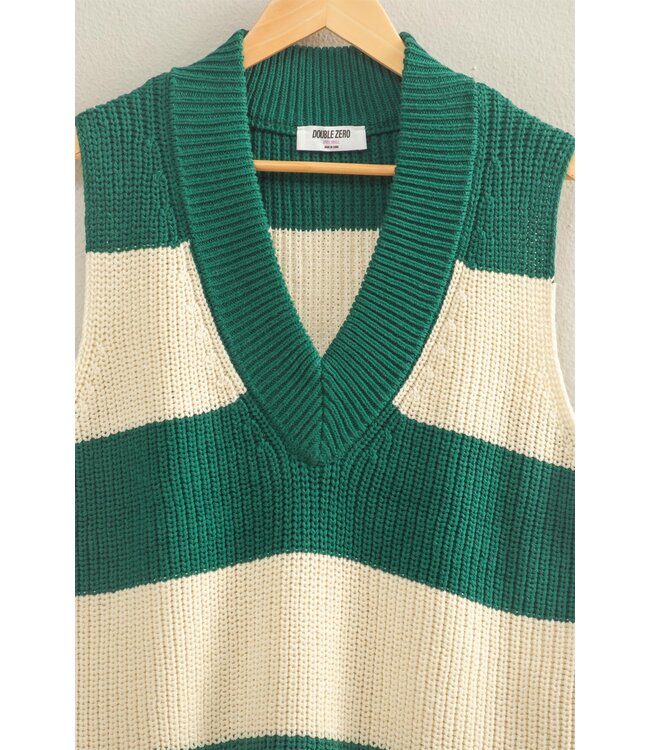 Becky Green Striped Sweater Vest