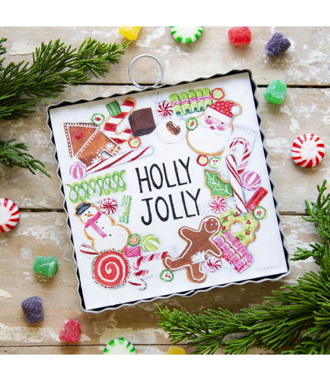 Round Top Mini Holly Jolly Wreath Print