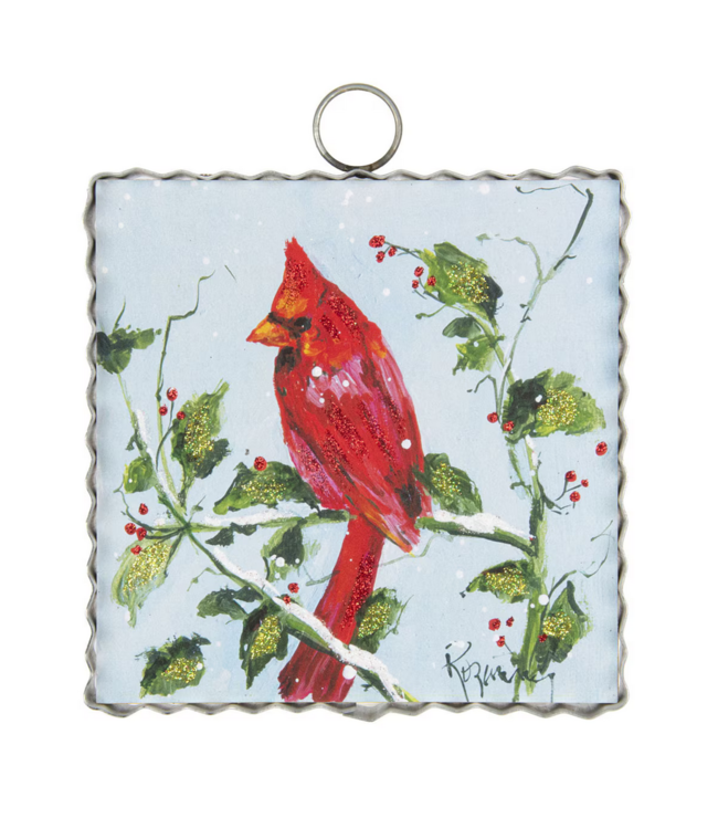 Round Top Mini Cardinal & Snowy Branch Print