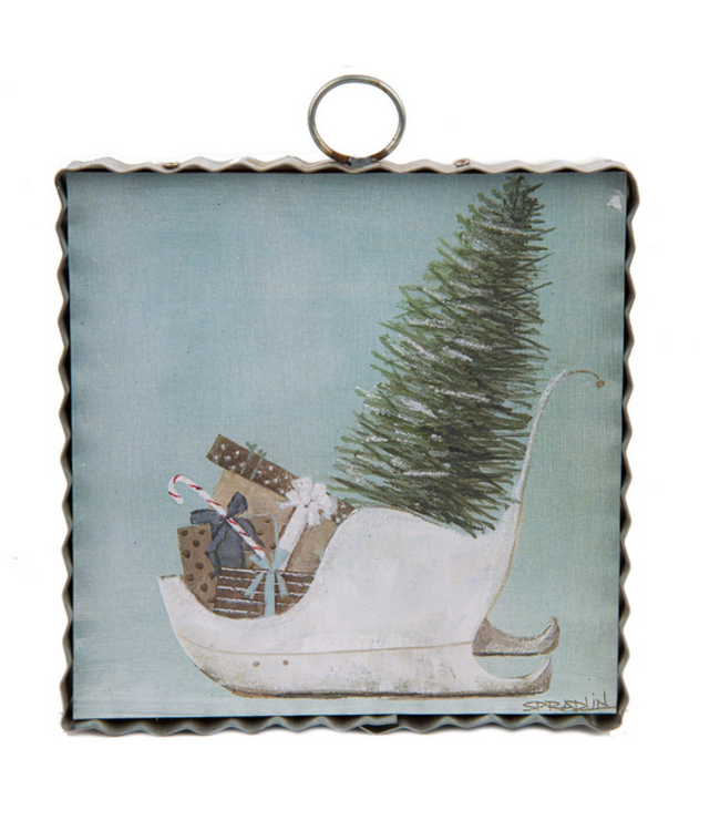 Round Top Mini Slipper Sleigh Print