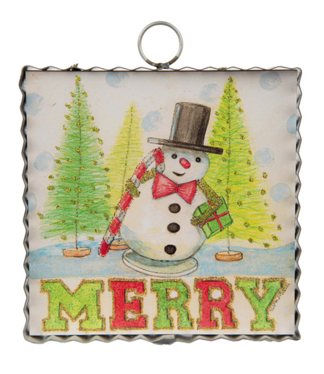 Round Top Mini Merry Snowman Print