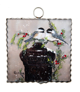 Mini Chickadees on Mail Box Print